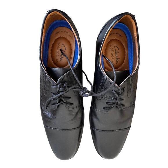 Clark’s Men’s Black Leather Tilden Whiddon Cap-Toe Oxfords Shoes Size 10.5 main image 2